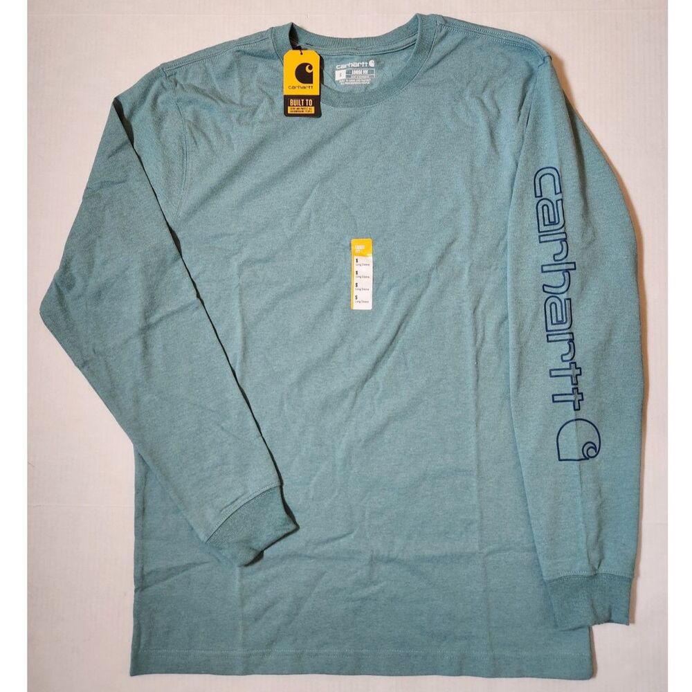 Carhartt Long Sleeve Logo Shirt Men’s Small Summer Blue Loose Fit